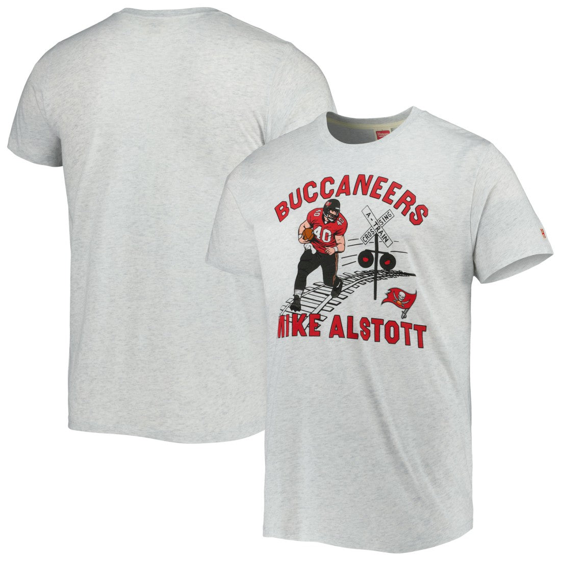 Mike Alstott Tampa Bay Buccaneers Homage Unisex Caricature Retired Player Tri-Blend T-Shirt - Ash for sale