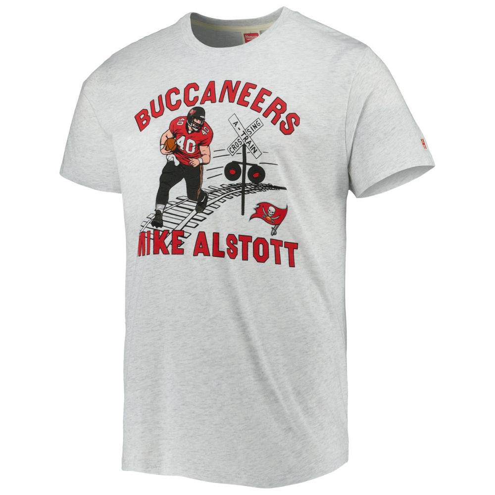 Mike Alstott Tampa Bay Buccaneers Homage Unisex Caricature Retired Player Tri-Blend T-Shirt - Ash for sale
