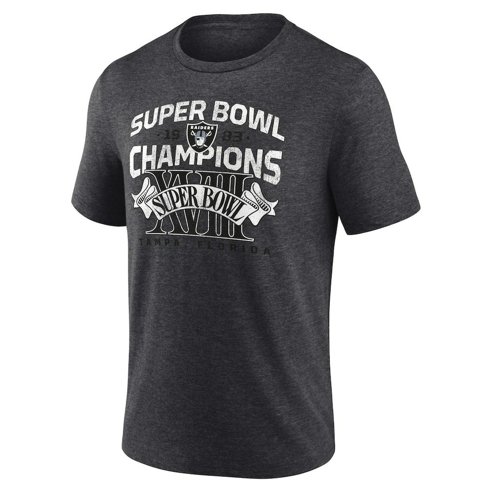 Las Vegas Raiders Hometown Old-Fashioned Super Bowl XVIII Champions Tri-Blend T-Shirt - Charcoal cheap