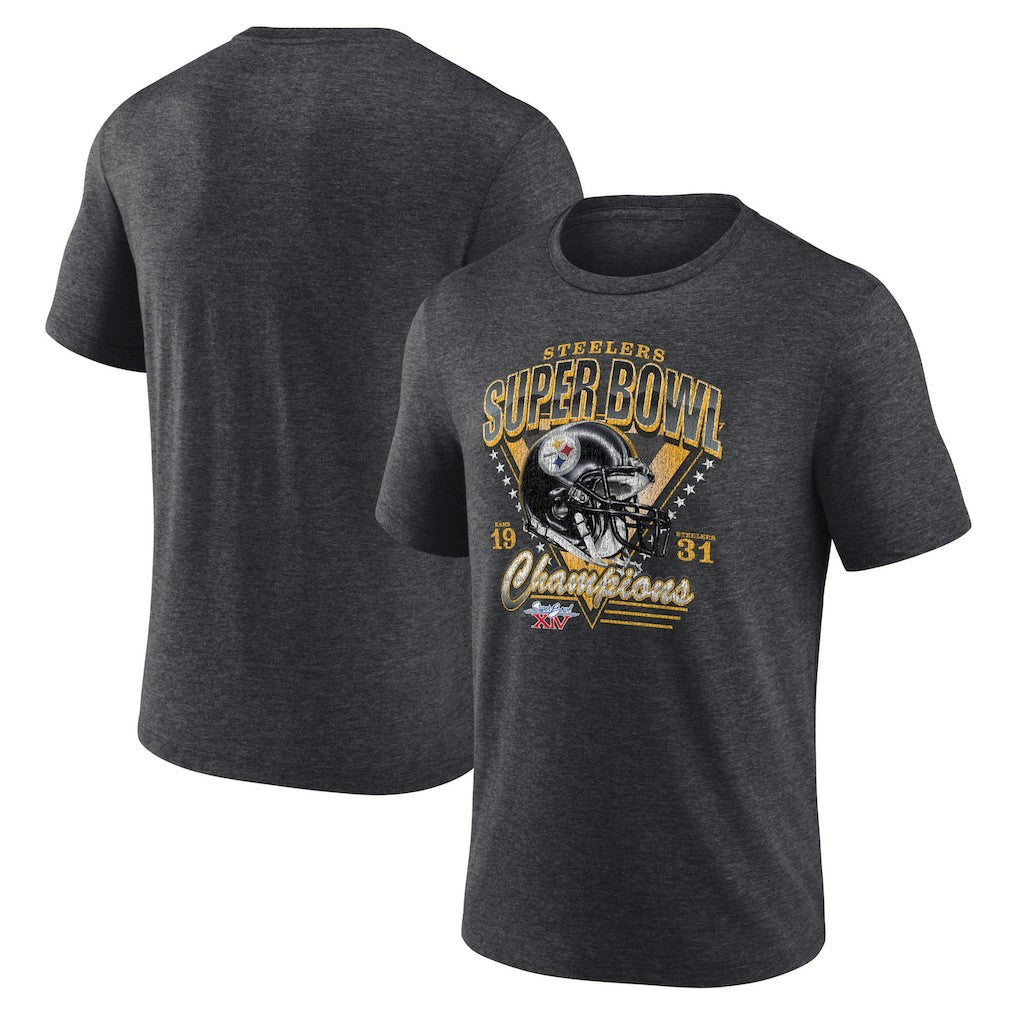 Pittsburgh Steelers Hometown Old-Fashioned Super Bowl XIV Champions Tri-Blend T-Shirt - Charcoal sale