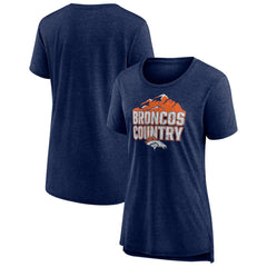 Denver Broncos Women's Hometown First Down Tri-Blend T-Shirt - Heather Navy for sale