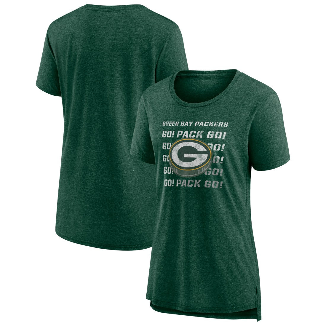 Green Bay Packers Women's Hometown First Down Tri-Blend T-Shirt - Heather Green cheap