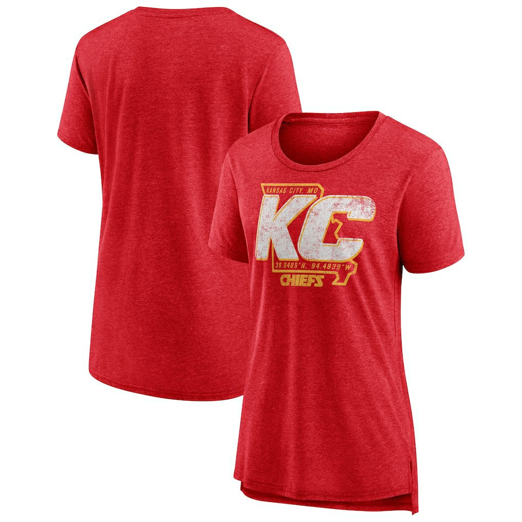 Kansas City Chiefs Women's Hometown First Down Tri-Blend T-Shirt - Heather Red online