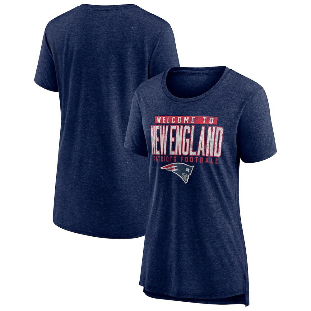 New England Patriots Women's Hometown First Down Tri-Blend T-Shirt - Heather Navy outlet