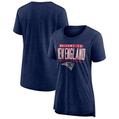 New England Patriots Women's Hometown First Down Tri-Blend T-Shirt - Heather Navy outlet