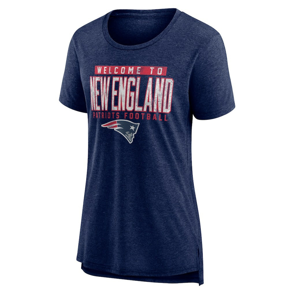 New England Patriots Women's Hometown First Down Tri-Blend T-Shirt - Heather Navy outlet
