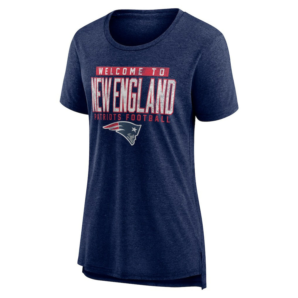New England Patriots Women's Hometown First Down Tri-Blend T-Shirt - Heather Navy outlet
