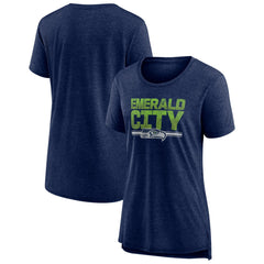 Seattle Seahawks Women's Hometown First Down Tri-Blend T-Shirt - Heather College Navy on sale