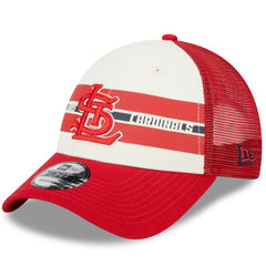 St. Louis Cardinals Team Stripe Trucker 9FORTY Snapback Hat White/Red