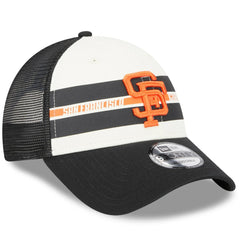 San Francisco Giants Team Stripe Trucker 9FORTY Snapback Hat White/Black
