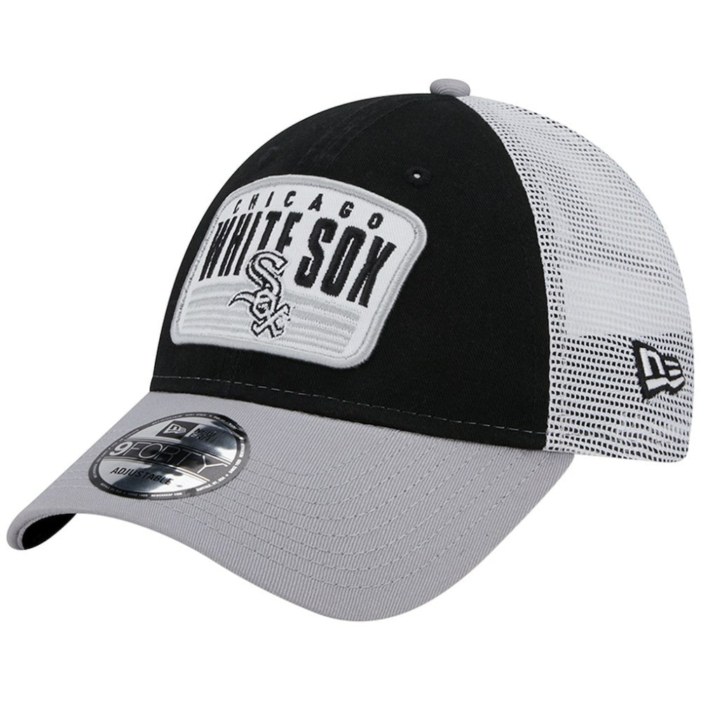 Chicago White Sox Two-Tone Patch 9FORTY Snapback Hat Black