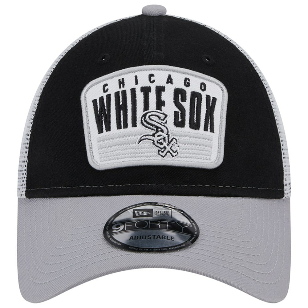 Chicago White Sox Two-Tone Patch 9FORTY Snapback Hat Black