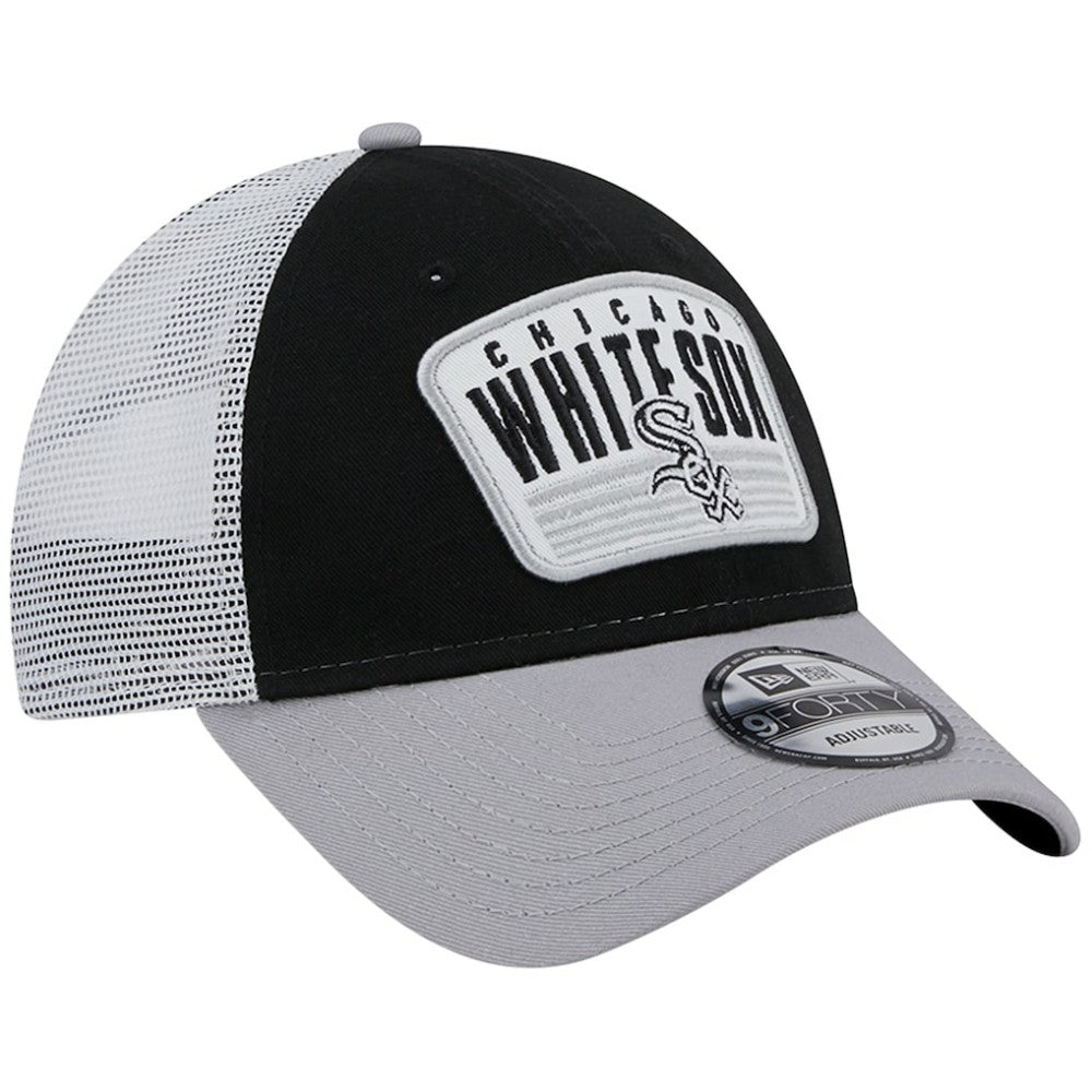Chicago White Sox Two-Tone Patch 9FORTY Snapback Hat Black