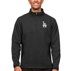 Los Angeles Dodgers Antigua Course Quarter-Zip Pullover Top Heathered Black