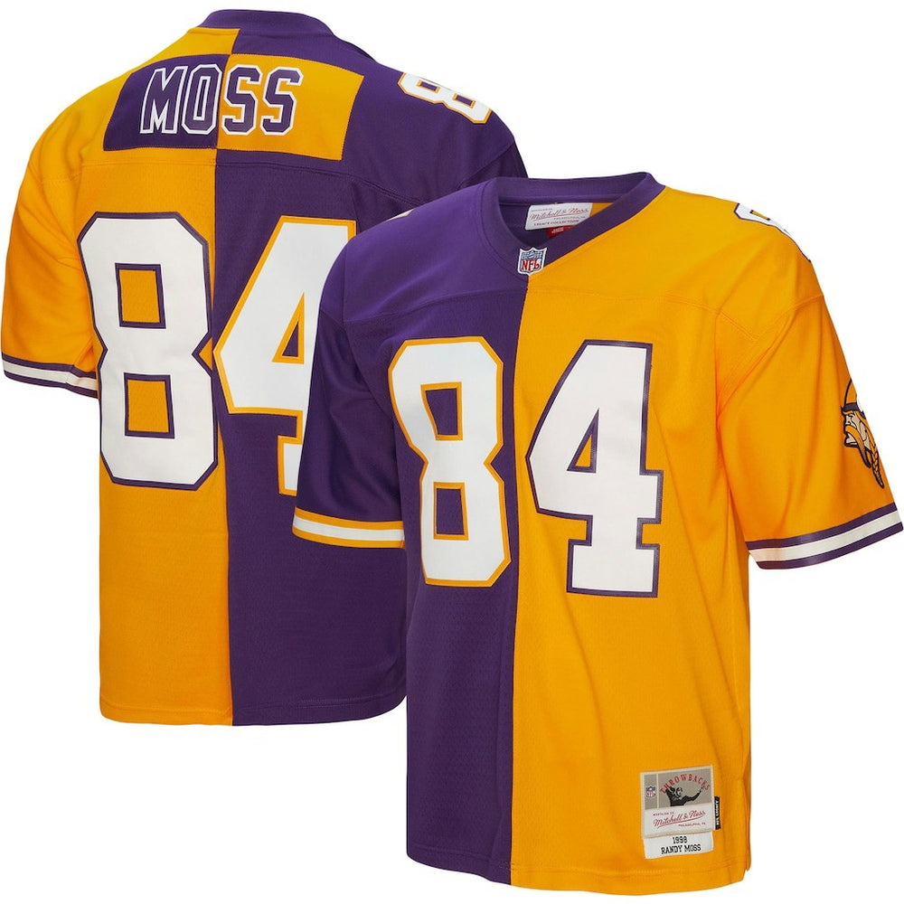 Randy Moss Minnesota Vikings 1998 Split Legacy Replica Jersey - Purple/Gold discount
