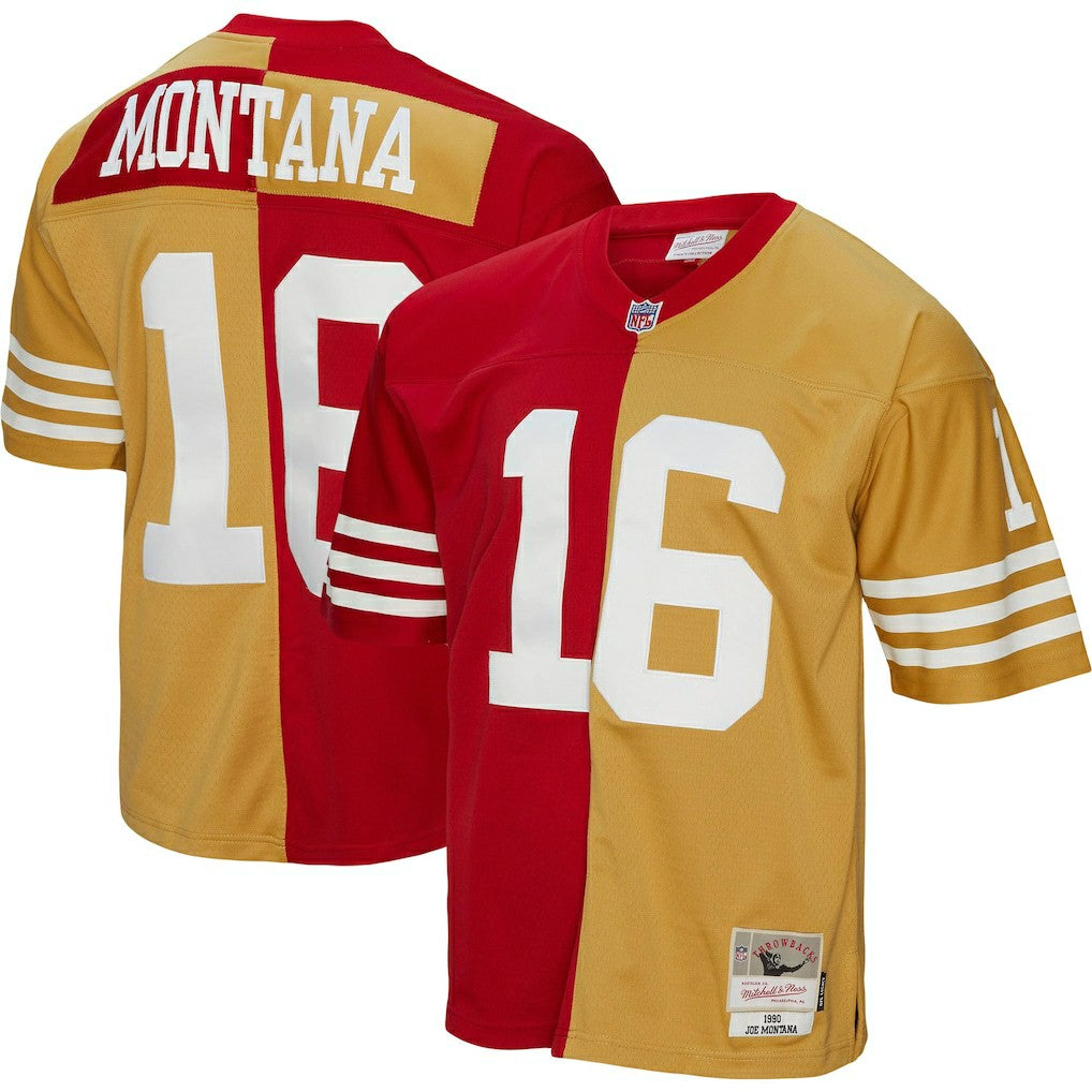 Joe Montana San Francisco 49ers 1990 Split Legacy Replica Jersey - Scarlet/Gold discount