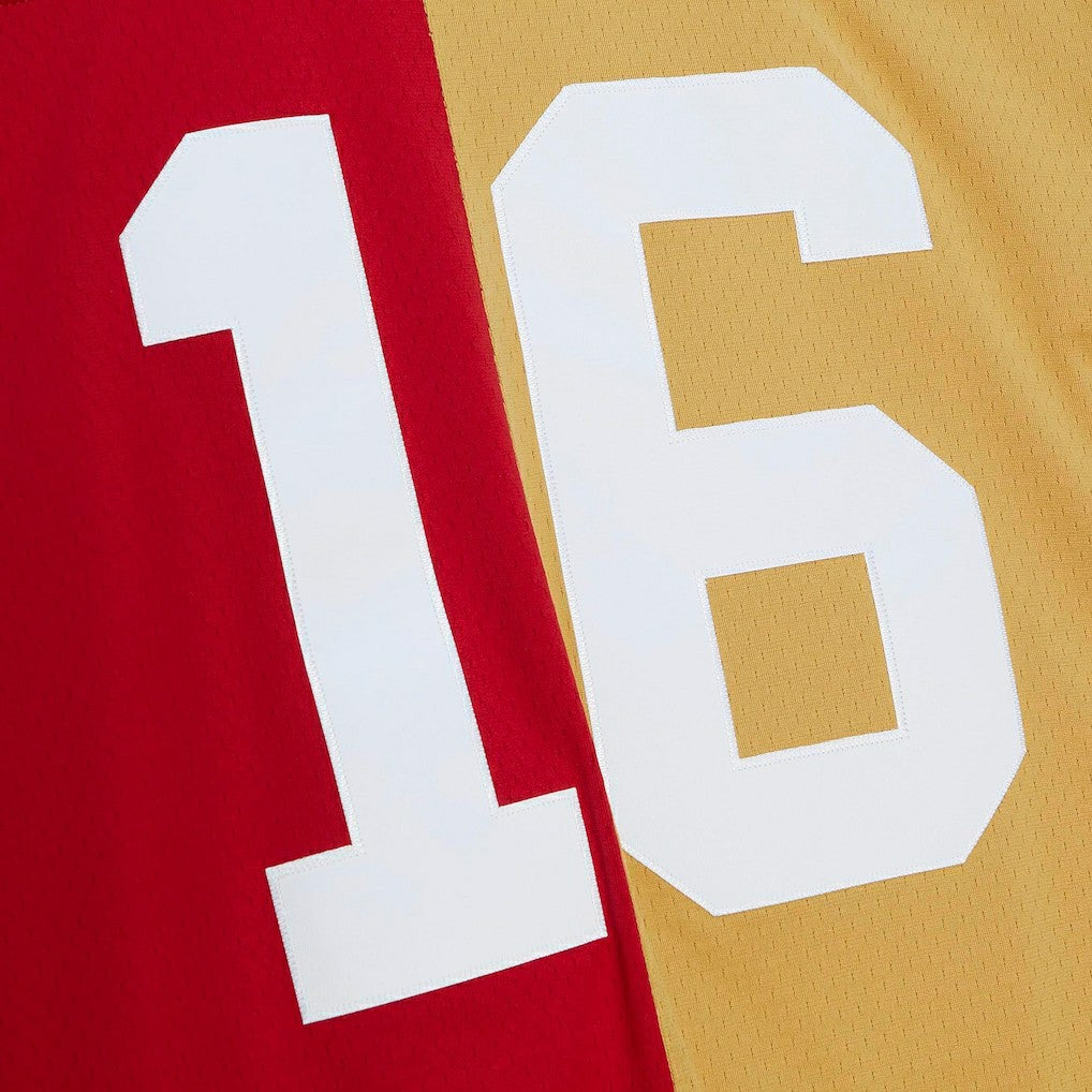 Joe Montana San Francisco 49ers 1990 Split Legacy Replica Jersey - Scarlet/Gold discount