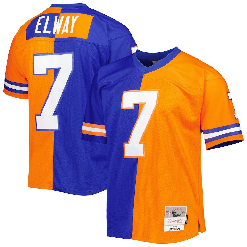John Elway Denver Broncos 1990 Split Legacy Replica Jersey - Royal/Orange on sale