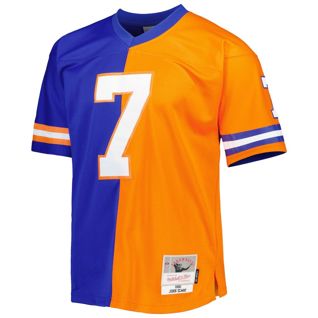 John Elway Denver Broncos 1990 Split Legacy Replica Jersey - Royal/Orange on sale