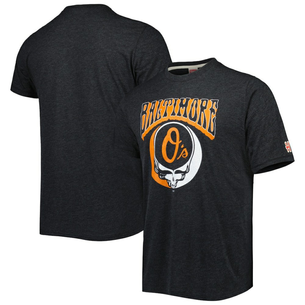 Baltimore Orioles Homage Grateful Dead Tri-Blend T-Shirt Charcoal