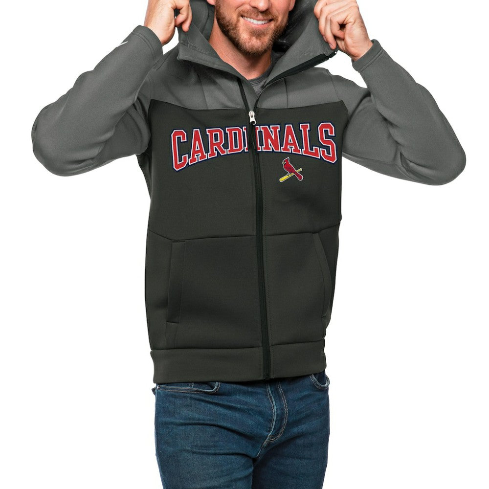 St. Louis Cardinals Antigua Wordmark Protect Full-Zip Hoodie Steel/Charcoal