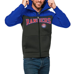 Texas Rangers Antigua Wordmark Protect Full-Zip Hoodie Royal/Charcoal