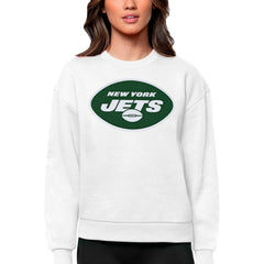 New York Jets Antigua Women's Victory Logo Pullover Sweatshirt - White on sale
