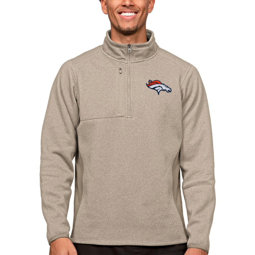 Denver Broncos Antigua Course Quarter-Zip Pullover Top - Oatmeal discount