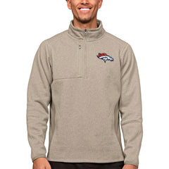 Denver Broncos Antigua Course Quarter-Zip Pullover Top - Oatmeal discount