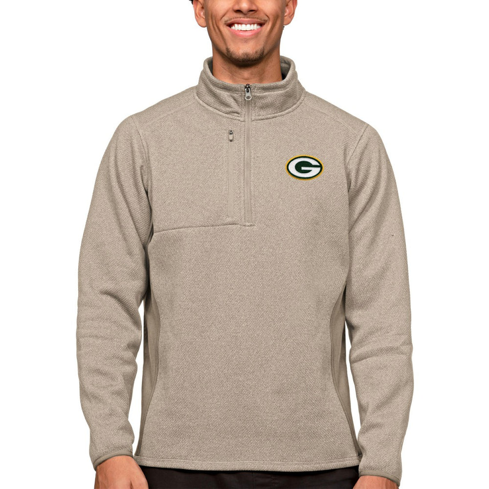 Green Bay Packers Antigua Course Quarter-Zip Pullover Top - Oatmeal discount