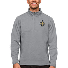 New Orleans Saints Antigua Course Quarter-Zip Pullover Top - Heathered Gray sale