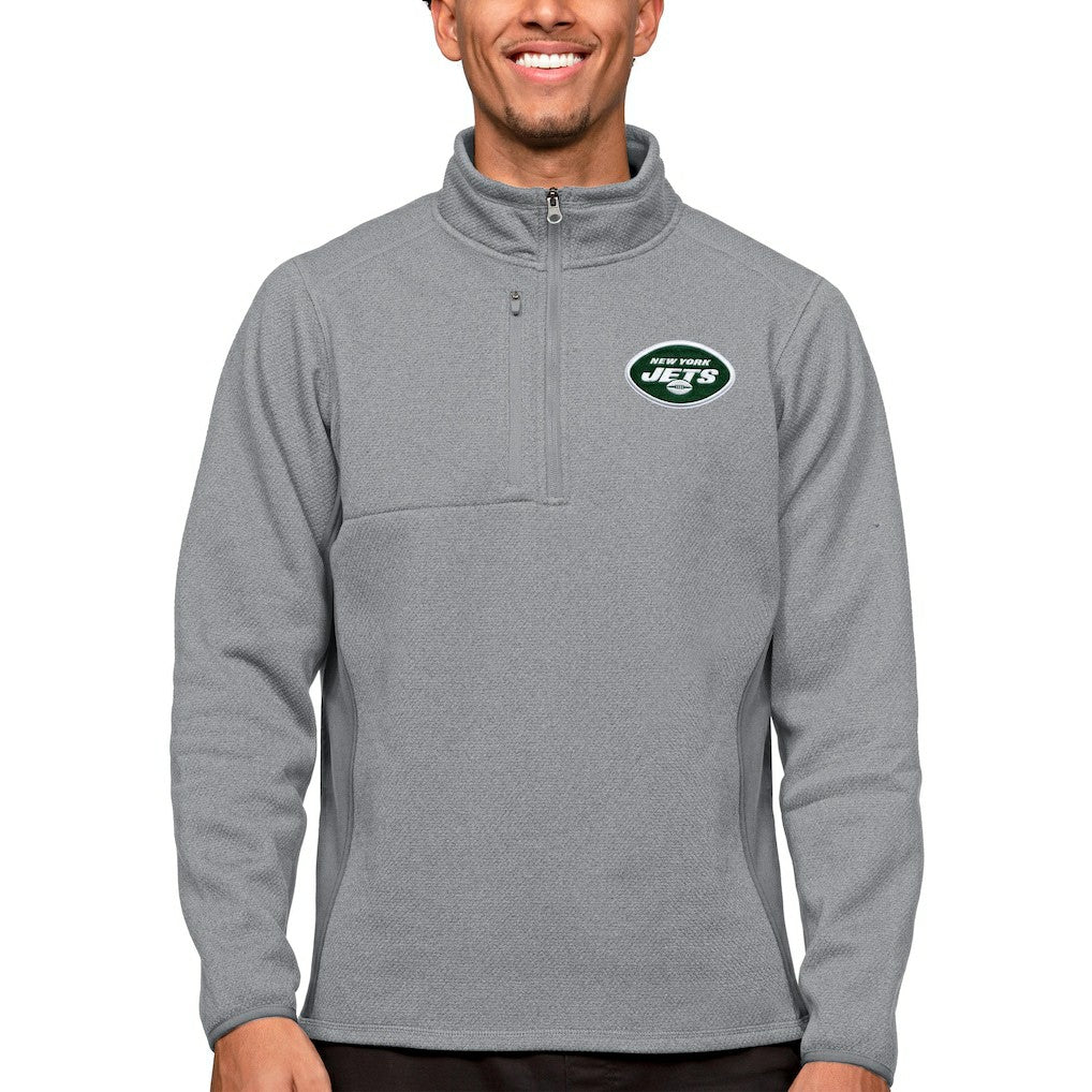New York Jets Antigua Course Quarter-Zip Pullover Top - Heathered Gray sale