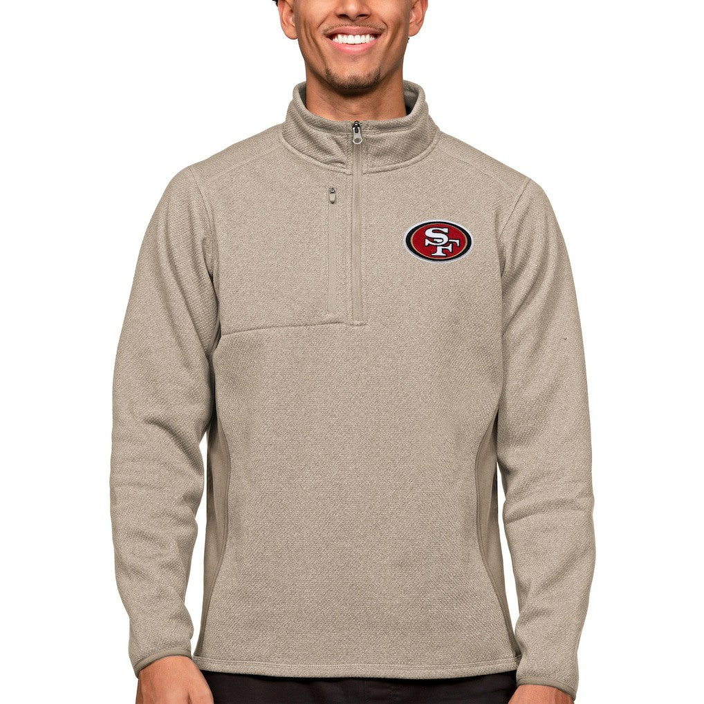 San Francisco 49ers Antigua Course Quarter-Zip Pullover Top - Oatmeal sale