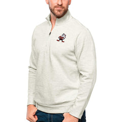 Cleveland Browns Antigua Gambit Quarter-Zip Pullover Top - Oatmeal online