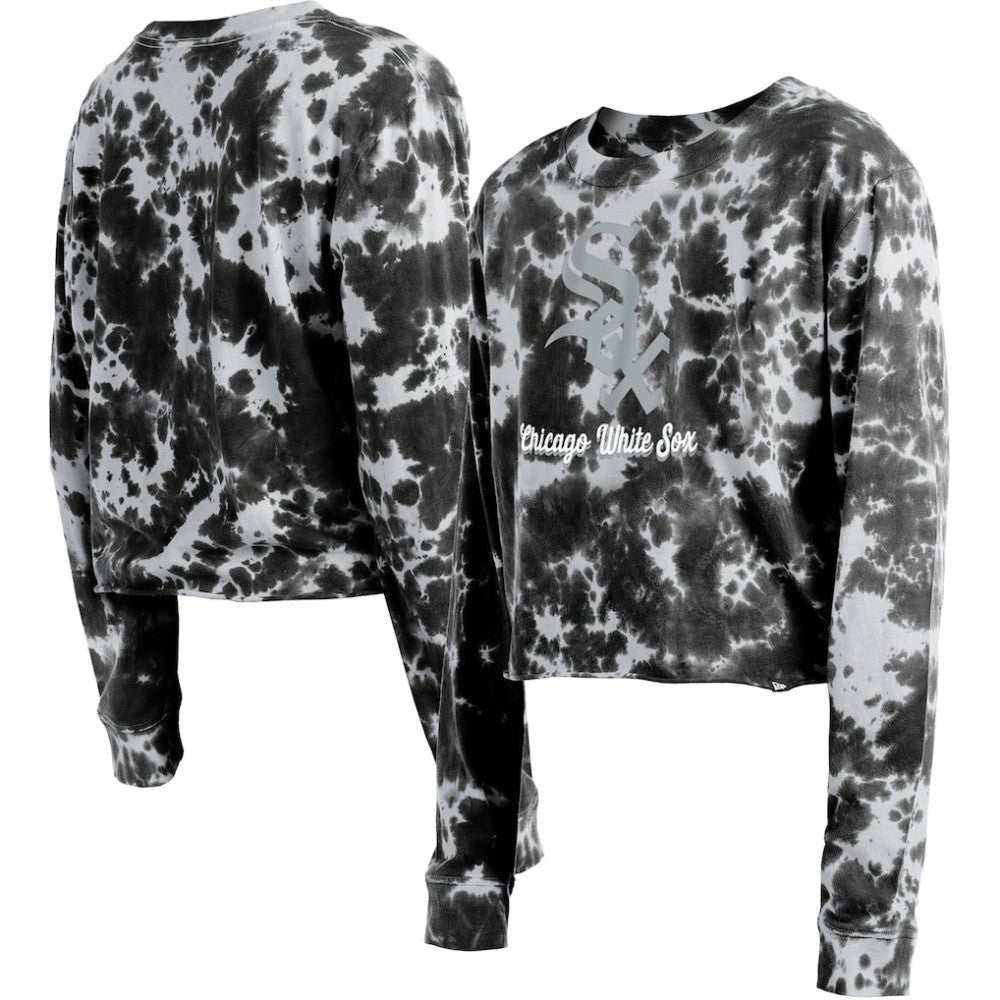 Chicago White Sox Women's Tie-Dye Cropped Long Sleeve T-Shirt Black