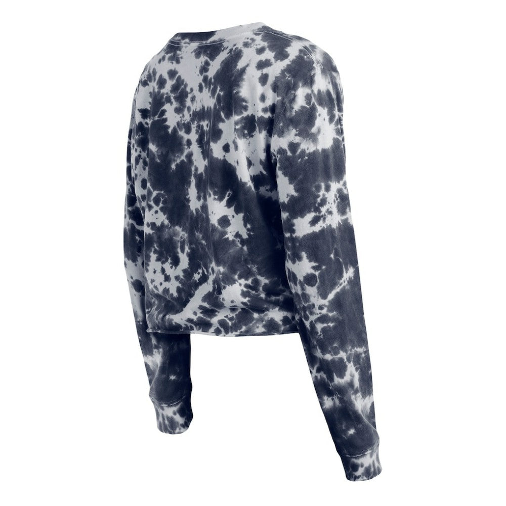 Washington Nationals Women's Tie-Dye Cropped Long Sleeve T-Shirt Navy