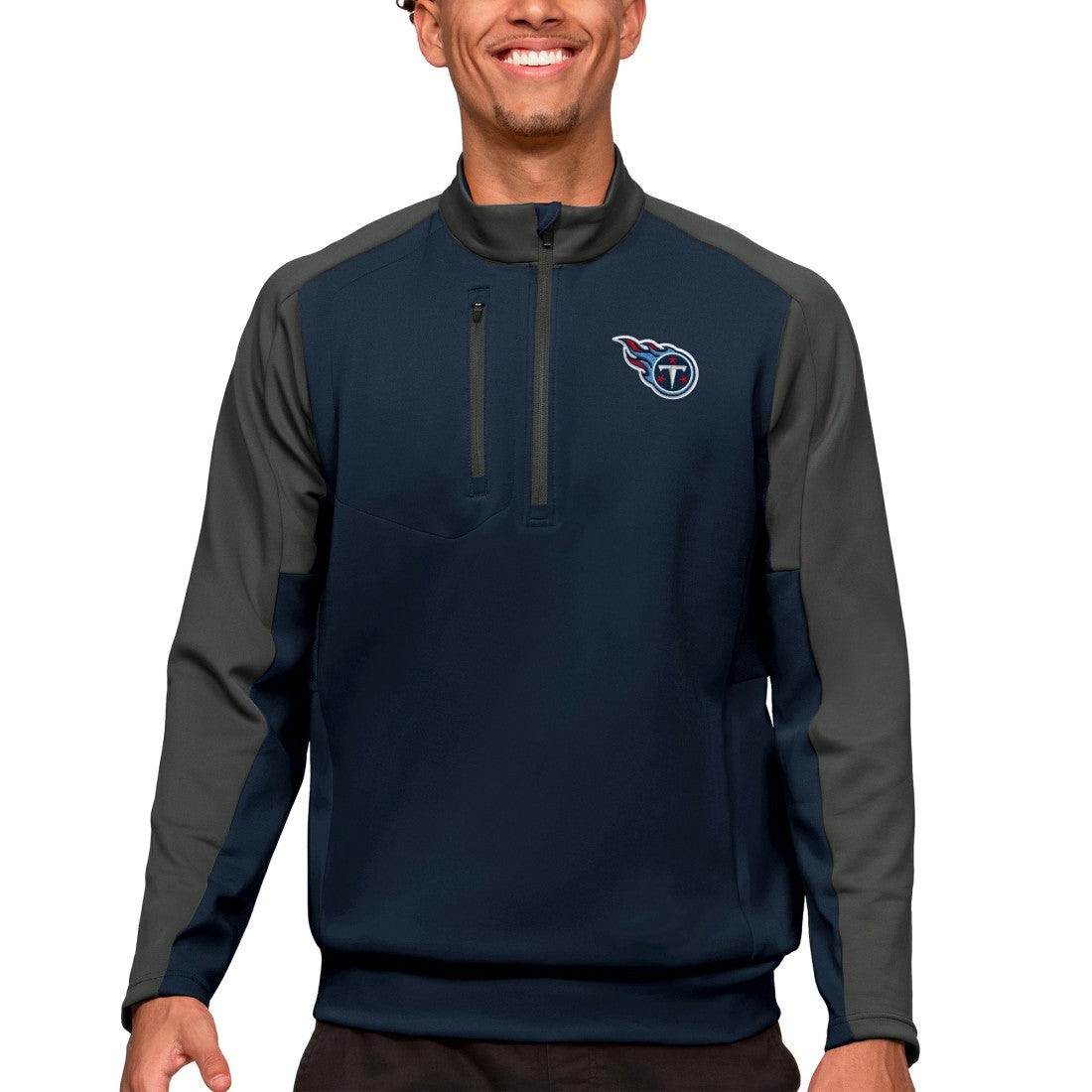 Tennessee Titans Antigua Team Quarter-Zip Pullover Top - Navy for sale