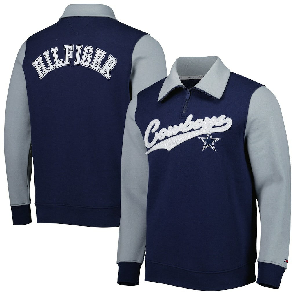 Dallas Cowboys Tommy Hilfiger Aiden Quarter-Zip Sweatshirt - Navy/Silver online