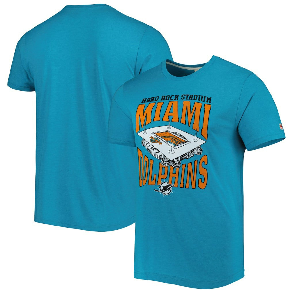 Miami Dolphins Homage Stadium Tri-Blend T-Shirt - Aqua cheap