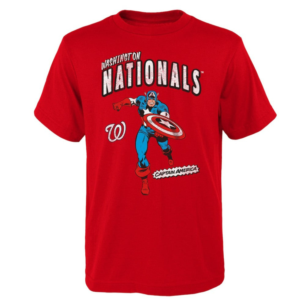 Washington Nationals Youth Team Captain America Marvel T-Shirt Red