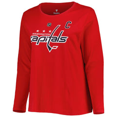 Washington Capitals Profile Women's Plus Size Distressed Printed Name & Number Long Sleeve T-Shirt - Red T-shirts
