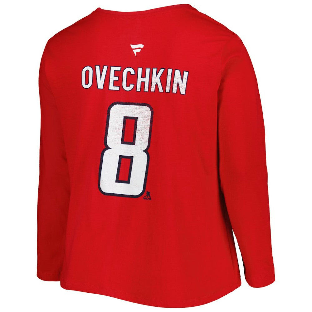 Washington Capitals Profile Women's Plus Size Distressed Printed Name & Number Long Sleeve T-Shirt - Red T-shirts
