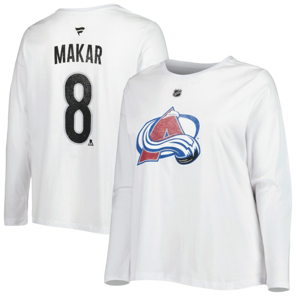 Colorado Avalanche Profile Women's Plus Size Distressed Printed Name & Number Long Sleeve T-Shirt - White T-shirts