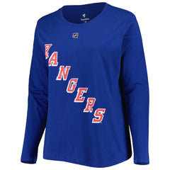 New York Rangers Profile Women's Plus Size Distressed Printed Name & Number Long Sleeve T-Shirt - Blue T-shirts