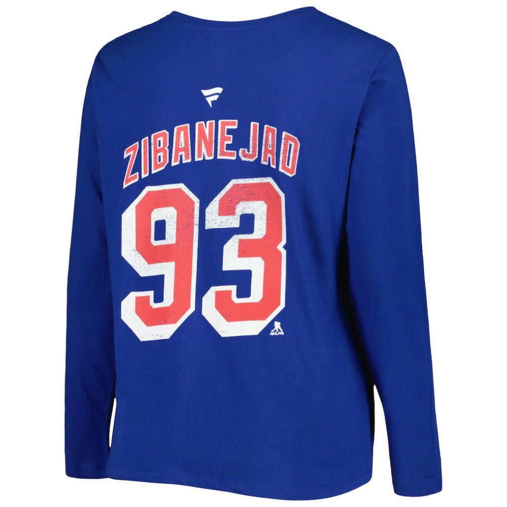 New York Rangers Profile Women's Plus Size Distressed Printed Name & Number Long Sleeve T-Shirt - Blue T-shirts