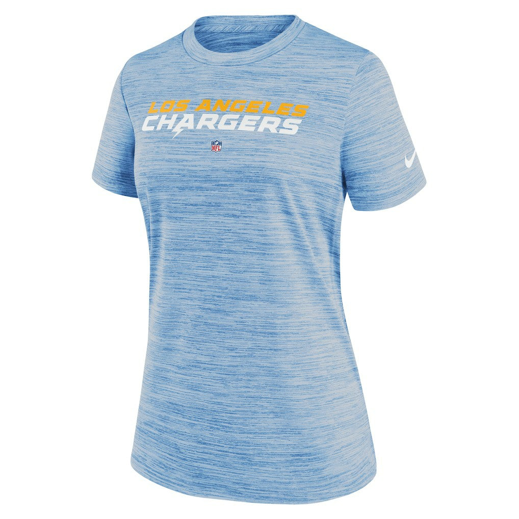 Los Angeles Chargers Women's Sideline Velocity Performance T-Shirt - Powder Blue on sale
