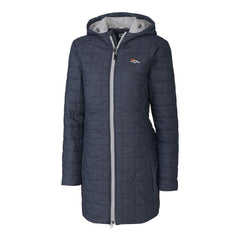 Denver Broncos Cutter & Buck Women's Rainier Primaloft Eco Hooded Long Lightweight Coat - Heather Navy online