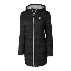 Kansas City Chiefs Cutter & Buck Women's Rainier Primaloft Eco Hooded Long Lightweight Coat - Black for sale