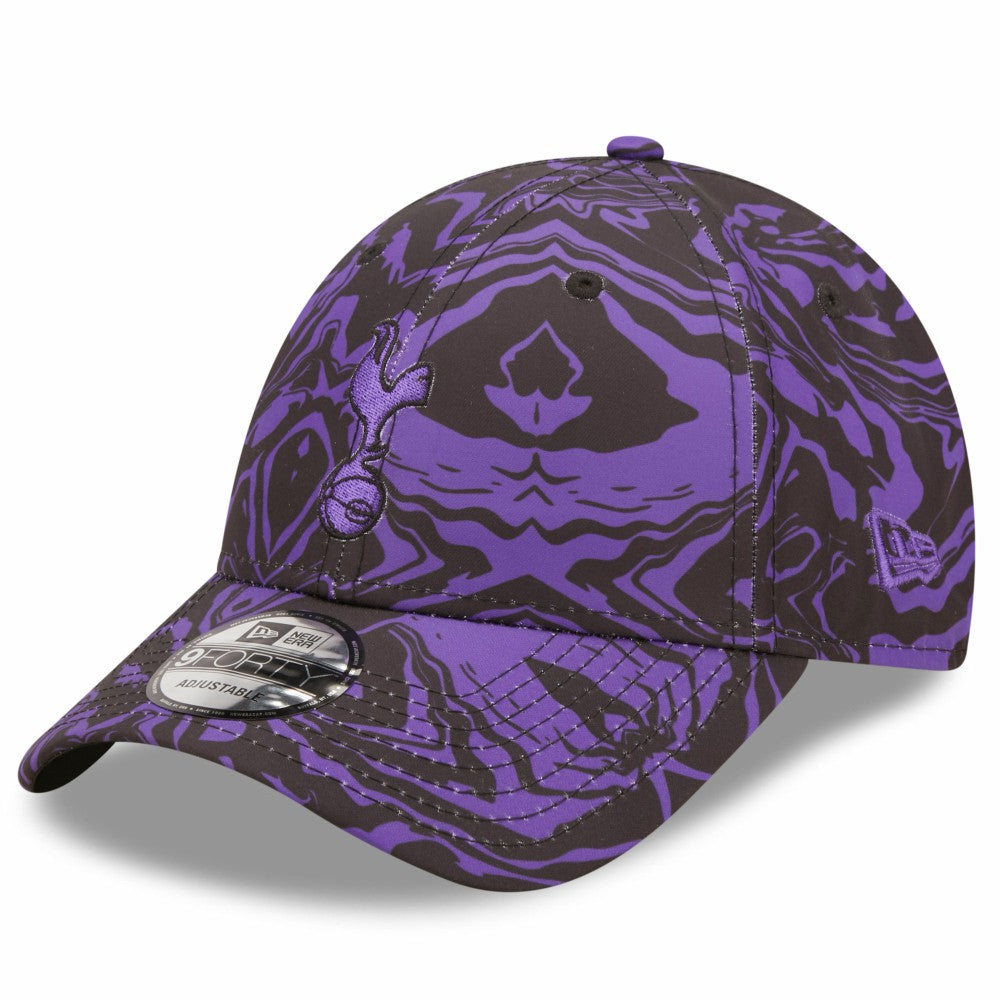 Tottenham Hotspur New Era Allover Print 9FORTY Adjustable Hat - Black/Purple cheap