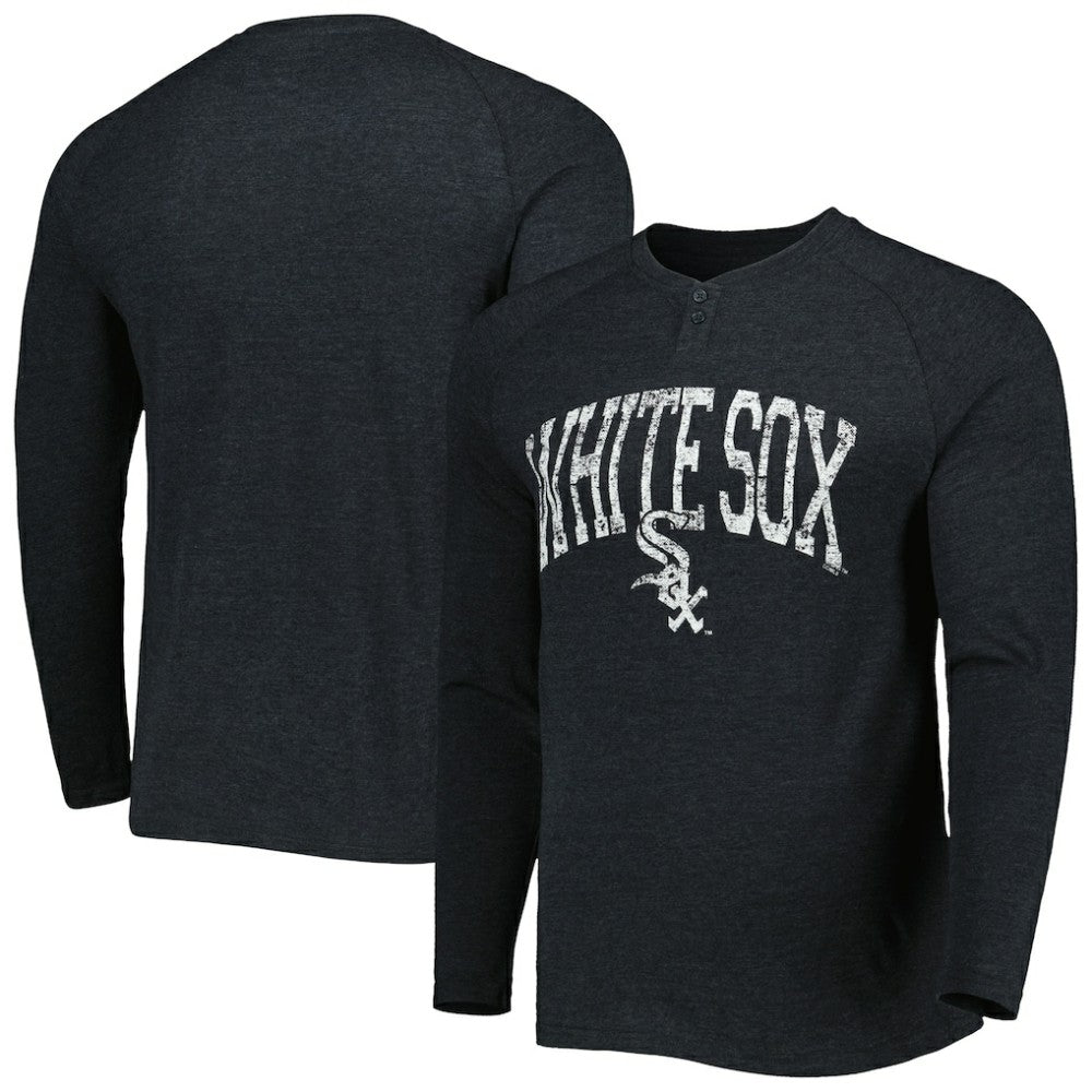 Chicago White Sox Concepts Sport Inertia Raglan Long Sleeve Henley Top Heather Black